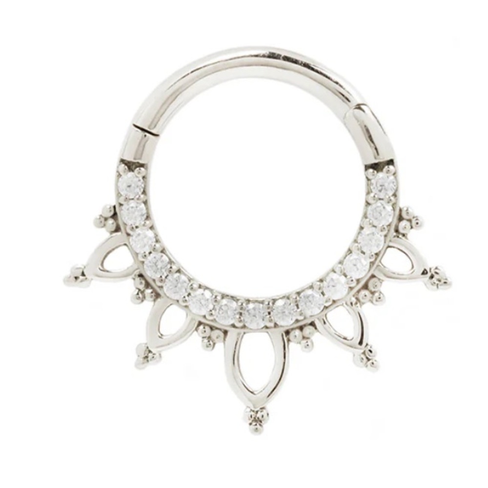 Buddha Jewelry Indra white gold and cz clicker